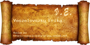 Veszelovszky Erika névjegykártya